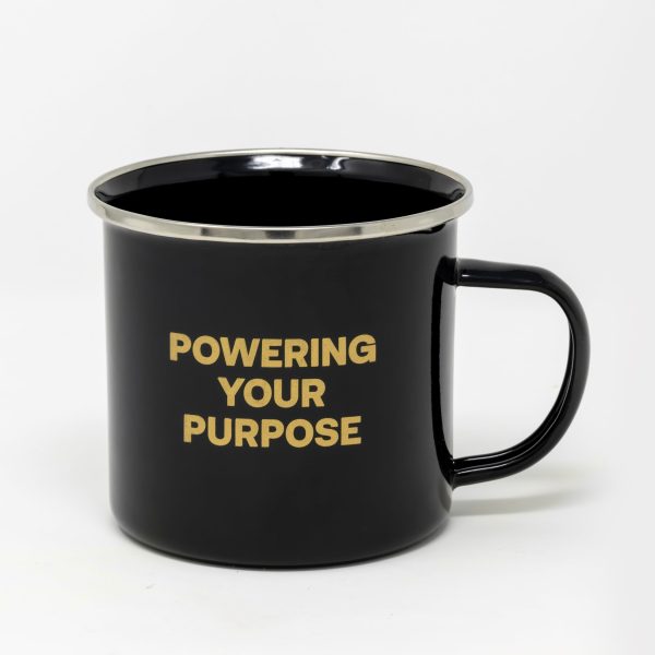 black ceramic mug - powering your purpose