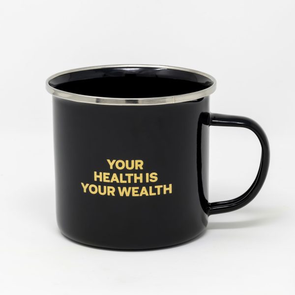 black ceramic mug - your health is your wealth