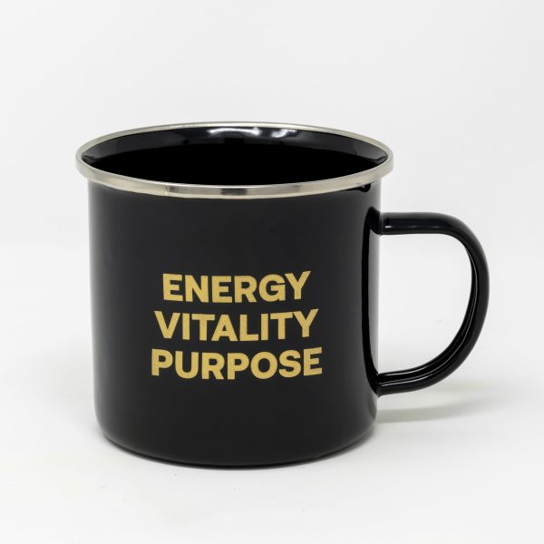 black ceramic mug - energy, vitality, purpose